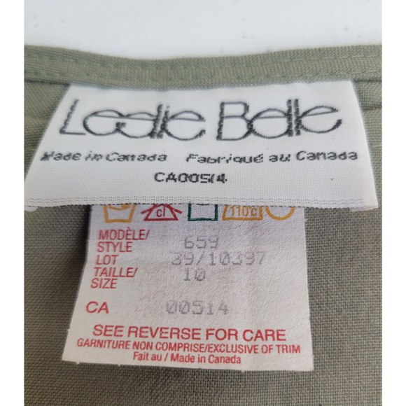 NWT VTG Maxi Dress Women's Sz 10 Leslie Belle Green Leaf Side Slit Sleeveless - Picture 5 of 11